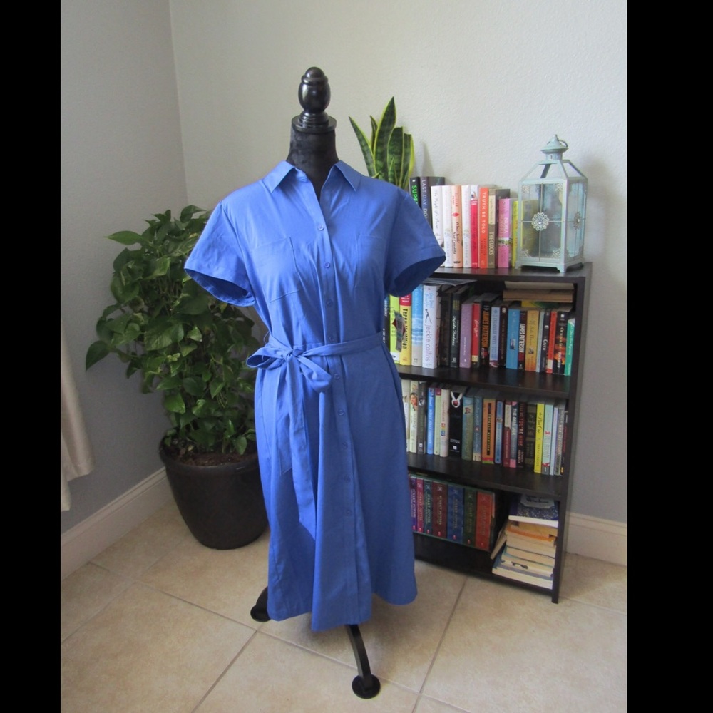 Style & Co. Amelia Blue Button Up Maxi Dress sz 16 NWT!